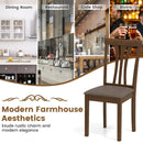 Wooden Dining Chairs Set of 2 with Linen Fabric Upholstered and Rubber Wood Frame-Brown by LJGDeals