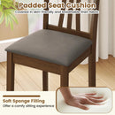 Wooden Dining Chairs Set of 2 with Linen Fabric Upholstered and Rubber Wood Frame-Brown by LJGDeals