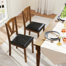 Wooden Dining Chair Set of 2 with PU Leather Upholstered and Rubber Wood Frame-Brown by LJGDeals