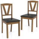 Wooden Dining Chair Set of 2 with PU Leather Upholstered and Rubber Wood Frame-Brown by LJGDeals