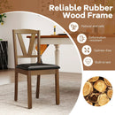 Wooden Dining Chair Set of 2 with PU Leather Upholstered and Rubber Wood Frame-Brown by LJGDeals