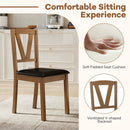 Wooden Dining Chair Set of 2 with PU Leather Upholstered and Rubber Wood Frame-Brown by LJGDeals