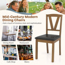 Wooden Dining Chair Set of 2 with PU Leather Upholstered and Rubber Wood Frame-Brown by LJGDeals