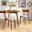 Wooden Dining Chair Set of 2 with Rubber Wood Legs and Padded Seat Cushion by DirectDeals