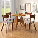 Wooden Dining Chair Set of 2 with Rubber Wood Legs and Padded Seat Cushion by DirectDeals