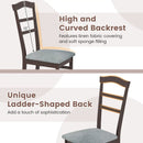 Wooden Dining Chair Set of 2 Linen Fabric Upholstered Kitchen Chairs Farmhouse Side Accent Chairs by LJGDeals