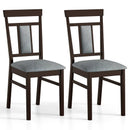 Wooden Dining Chair Set of 2 Linen Fabric Upholstered Kitchen Chairs with Rubber Wood Frame by LJGDeals
