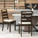 Polyester Upholstered Wooden Dining Chair Set of 2-Walnut by LJGDeals