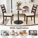 Polyester Upholstered Wooden Dining Chair Set of 2-Walnut