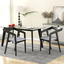 Wooden Dining Chair Set of 2 with Rubber Wood Frame Armrests and Padded Cushion-black by LJGDeals