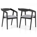 Wooden Dining Chair Set of 2 with Rubber Wood Frame Armrests and Padded Cushion-black by LJGDeals