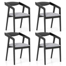 Wooden Dining Chair Set of 2 with Rubber Wood Frame Armrests and Padded Cushion-black by DirectDeals
