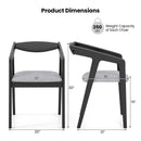 Wooden Dining Chair Set of 2 with Rubber Wood Frame Armrests and Padded Cushion-black by LJGDeals