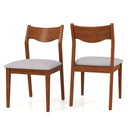 Wooden Dining Chair Set of 2 with Rubber Wood Frame and Wide Padded Seat-Walnut by LJGDeals