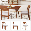 Wooden Dining Chair Set of 2 with Rubber Wood Frame and Wide Padded Seat-Walnut