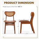 Wooden Dining Chair Set of 2 with Breathable Mesh Cane Backrest-Walnut by LJGDeals