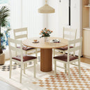 Wooden Dining Chair Set of 2 PU Leather Upholstered Kitchen Armless Chairs-White by LJGDeals