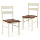 Wooden Dining Chair Set of 2 PU Leather Upholstered Kitchen Armless Chairs-White by LJGDeals