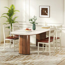 Wooden Dining Chair Set of 2 PU Leather Upholstered Kitchen Armless Chairs-White by LJGDeals