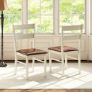 Wooden Dining Chair Set of 2 PU Leather Upholstered Kitchen Armless Chairs-White by LJGDeals