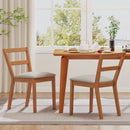 Wooden Dining Chair Set of 2 Farmhouse Kitchen Chair with Upholstered Seat-Brown