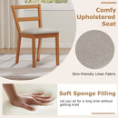 Wooden Dining Chair Set of 2 Farmhouse Kitchen Chair with Upholstered Seat-Brown