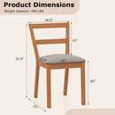 Wooden Dining Chair Set of 2 Farmhouse Kitchen Chair with Upholstered Seat-Brown