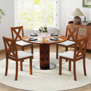 Wooden Dining Chair Set of 2 with Padded Seat and Curved Back-Beige