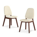 Wooden Dining Chair Set of 2 Mid-Century Modern Upholstered Side Armless Chair-Brown by LJGDeals