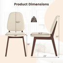 Wooden Dining Chair Set of 2 Mid-Century Modern Upholstered Side Armless Chair-Brown by LJGDeals