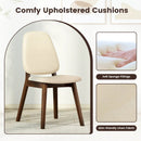 Wooden Dining Chair Set of 2 Mid-Century Modern Upholstered Side Armless Chair-Brown by LJGDeals