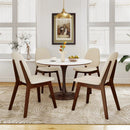 Wooden Dining Chair Set of 4 Mid-Century Modern Upholstered Side Armless Chair-Brown by LJGDeals