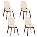 Wooden Dining Chair Set of 4 Mid-Century Modern Upholstered Side Armless Chair-Brown by LJGDeals