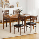 Wooden Dining Chair Set of 2 with PU Leather Padded Seat and Rubber Wood Frame-Walnut by LJGDeals