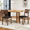 Wooden Dining Chair Set of 2 with PU Leather Padded Seat and Rubber Wood Frame-Walnut by LJGDeals