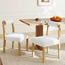 Wooden Dining Chair with Rubber Wood Frame and Cylinder Back Set of 2-White by LJGDeals