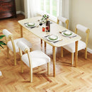 Wooden Dining Chair with Rubber Wood Frame and Cylinder Back Set of 2-White by LJGDeals