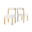 Wooden Dining Chair with Rubber Wood Frame and Cylinder Back Set of 2-White by LJGDeals