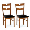 Wooden Dining Chairs Set of 2 Armless Kitchen Chairs with Hollowed Backrest by LJGDeals
