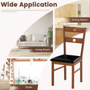 Wooden Dining Chairs Set of 2 Armless Kitchen Chairs with Hollowed Backrest by LJGDeals