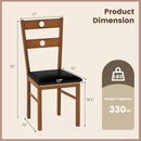 Wooden Dining Chairs Set of 4 Armless Kitchen Chairs with Hollowed Backrest
