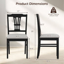 Wooden Dining Chairs Set of 2 Upholstered Kitchen Chairs with Solid Rubber Wood Frame