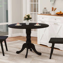 Wooden Dining Table with Round Tabletop and Curved Trestle Legs by LJGDeals