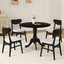 Wooden Dining Table with Round Tabletop and Curved Trestle Legs by LJGDeals