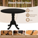 Wooden Dining Table with Round Tabletop and Curved Trestle Legs-Black