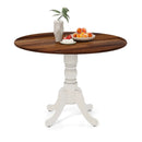Wooden Dining Table with Round Tabletop and Curved Trestle Legs by LJGDeals