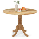 Wooden Dining Table with Round Tabletop and Curved Trestle Legs