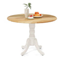 Wooden Dining Table with Round Tabletop and Curved Trestle Legs by LJGDeals