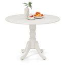 Wooden Dining Table with Round Tabletop and Curved Trestle Legs by LJGDeals