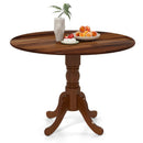 Wooden Dining Table with Round Tabletop and Curved Trestle Legs by LJGDeals